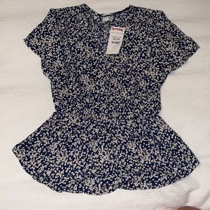 Blue and nude summer top